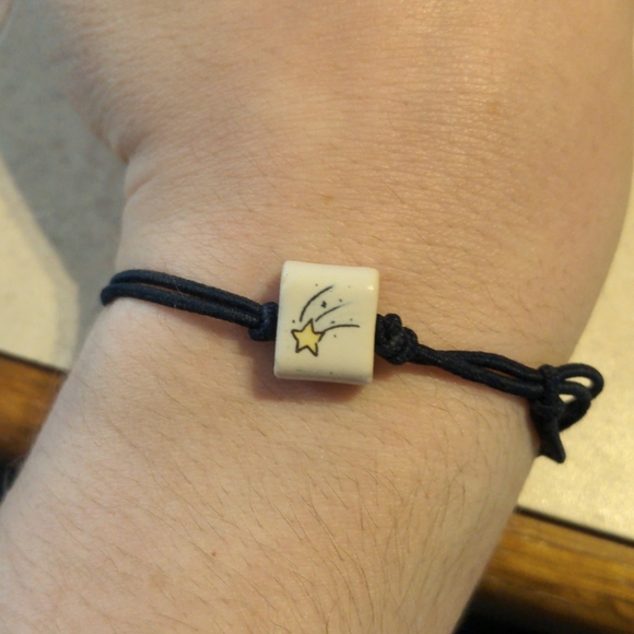 Two Mudlove clay bead charm elastic bracelets star, triceratops dinosaur - Picture 2 of 6